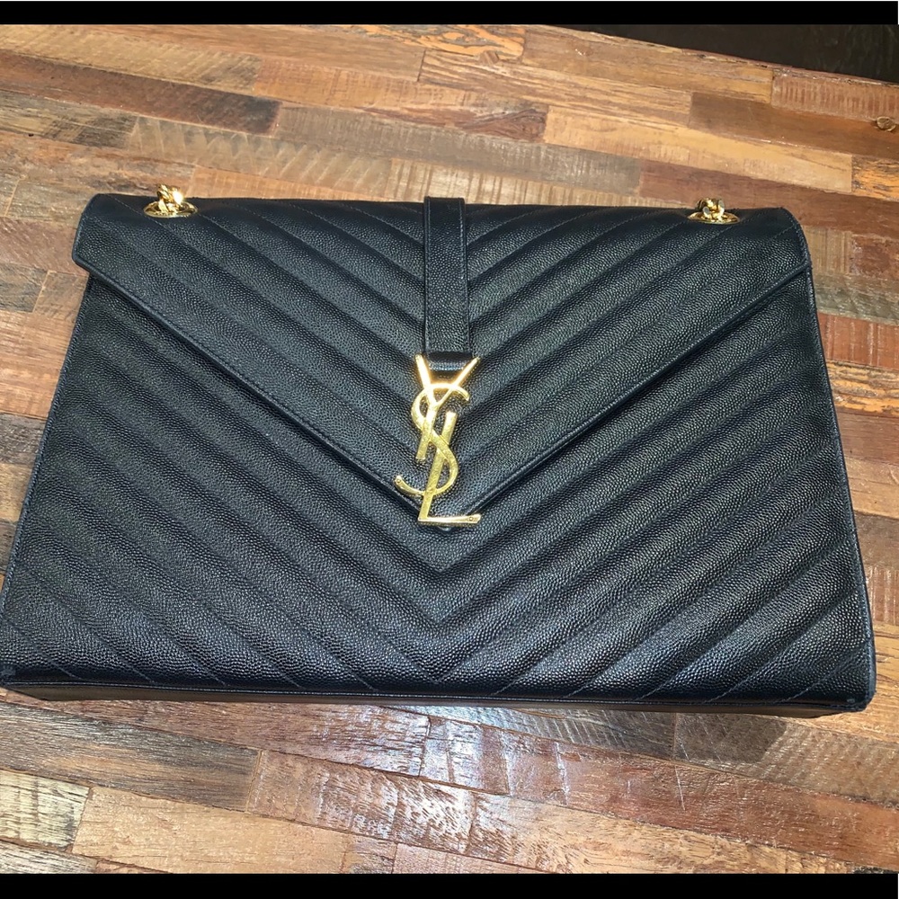 V-Flap Large Monogram YSL Envelope Chain Shoulder